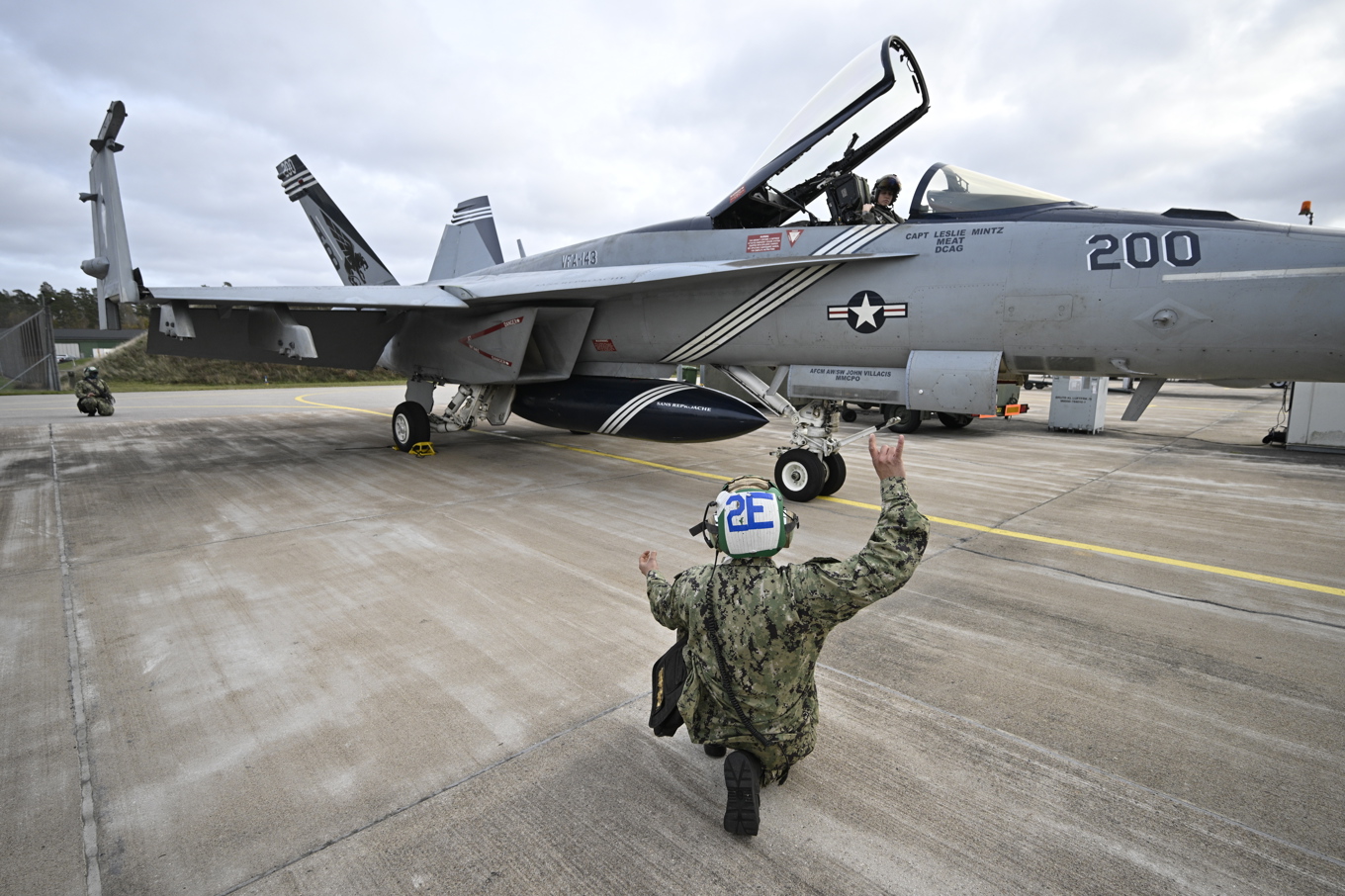 Boeing F/A-18E/F Super Hornet i samband med en pressvisning i Kallinge i fjol. Foto: Johan Nilsson/TT