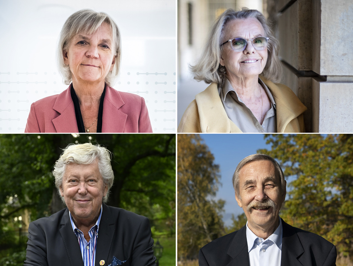 Marie Ehrling, Marie Göranzon, Ulf Elfving och Håkan Lans tilldelas ordnar av kungen. Arkivbilder/montage. Foto: TT Nyhetsbyrån