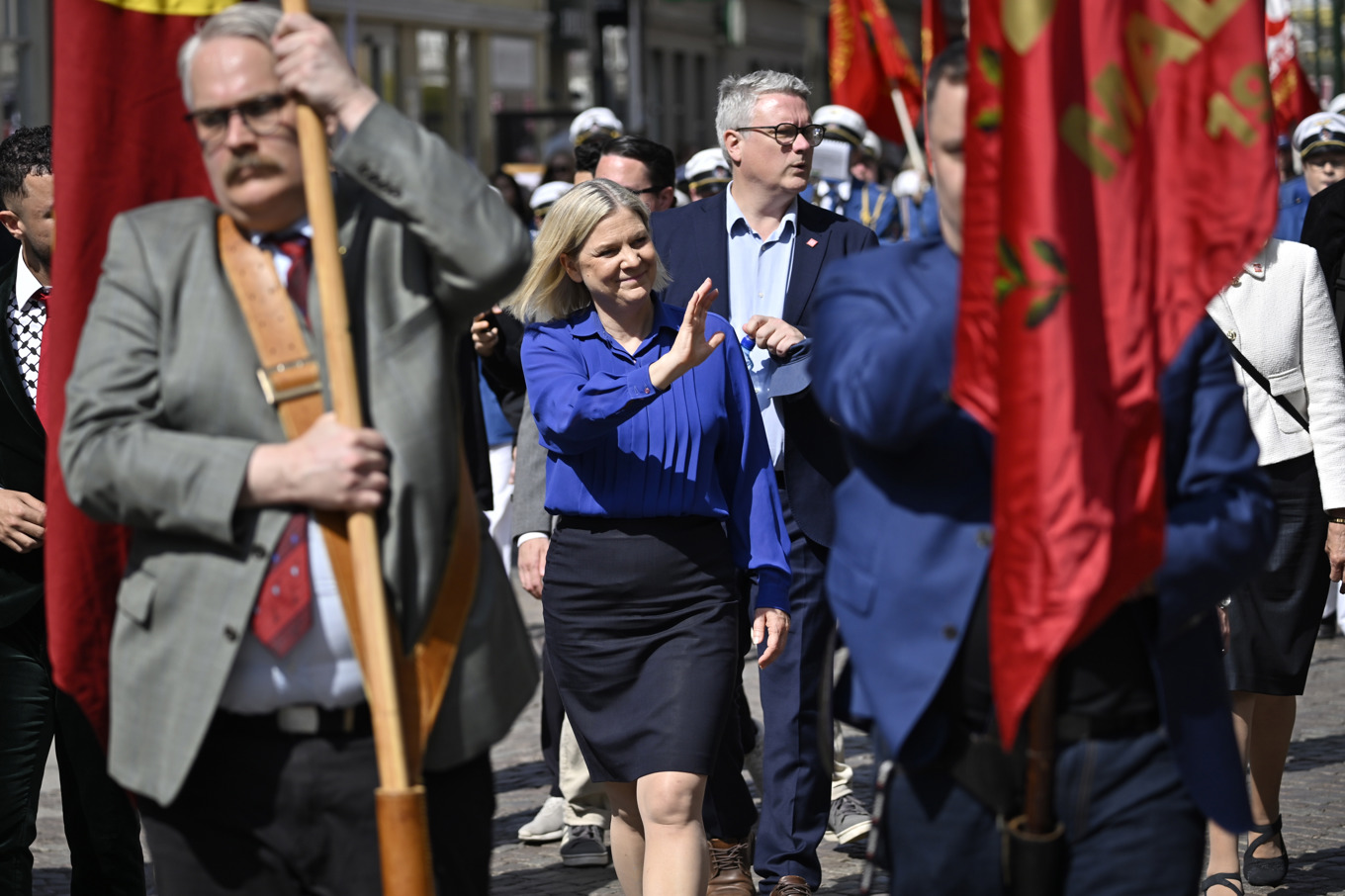 Partiledare Magdalena Andersson i Socialdemokraternas demonstrationståg på första maj i Malmö. Foto: Johan Nilsson/TT