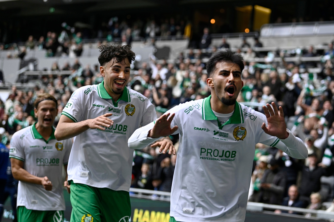 Hammarbys Montader Madjed jublar efter kvitteringen mot IFK Norrköping. Foto: Oscar Olsson/TT