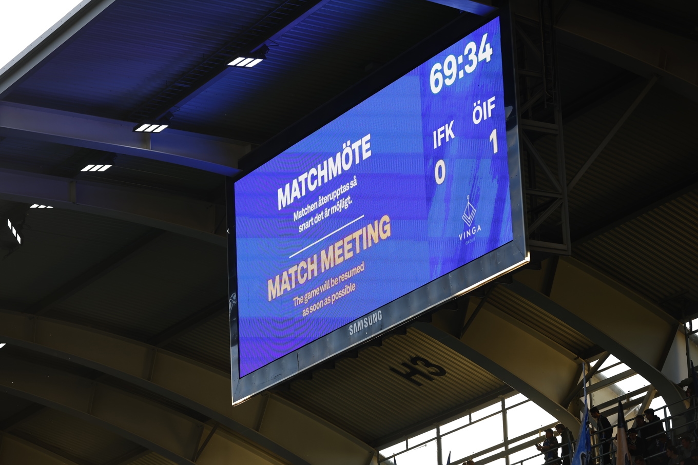 Den allsvenska matchen mellan IFK Göteborg och Öster återupptogs. Foto: Thomas Johansson/TT