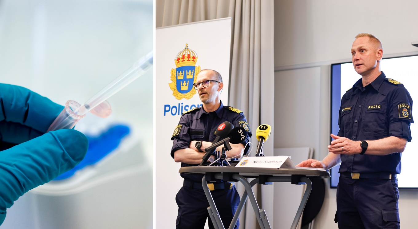 Från och med i sommar får polisen ta hjälp av släktforskning för vissa grova brott. Niclas Andersson från Noa (th) och Erik Borendal från Nationellt forensiskt centrum vid en pressträff på måndagen. Foto: Pontus Lundahl/Caisa Rasmussen/TT