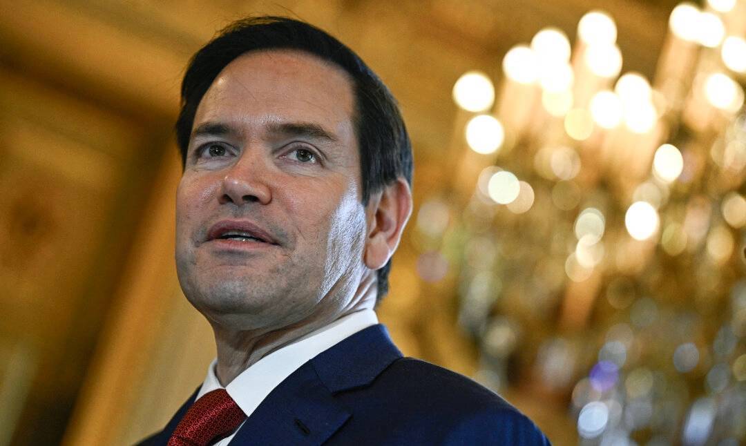 USA:s utrikesminister Marco Rubio kommenterade den 23 april frågan om Irans kärnkraftsprogram. Foto: Julien de Rosa/Pool/AFP via Getty Images/Arkivbild