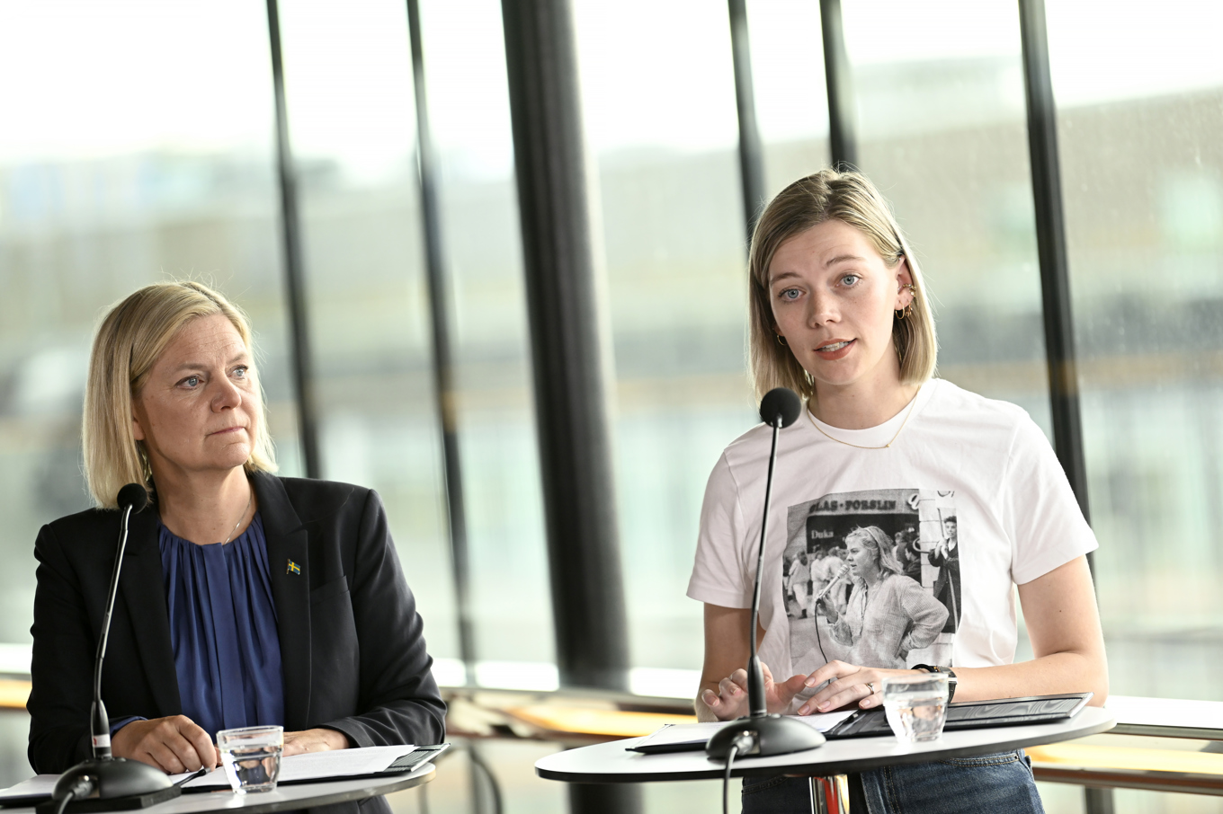 S-ledaren Magdalena Andersson och SSU-ordföranden Lisa Nåbo. Arkivbild. Foto: Pontus Lundahl/TT