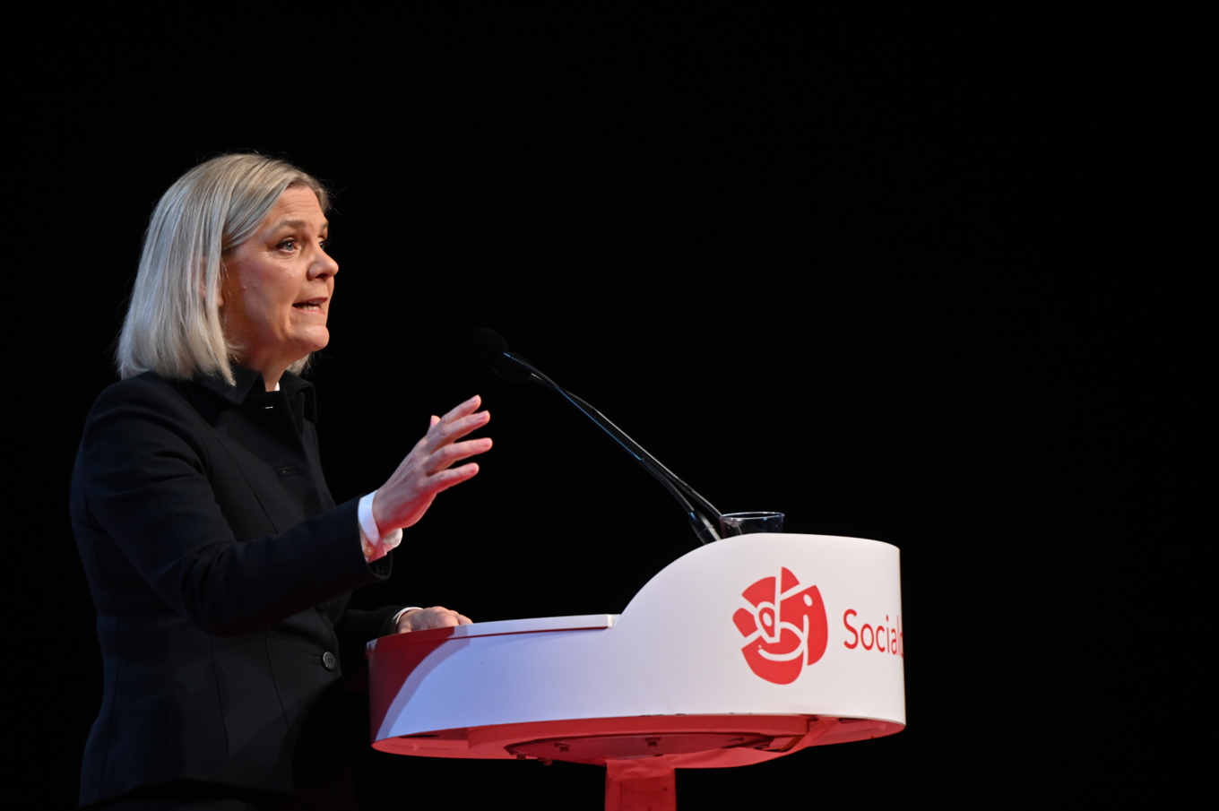 S-ledaren Magdalena Andersson vid partiets kongress i Göteborg. Foto: Björn Larsson Rosvall/TT