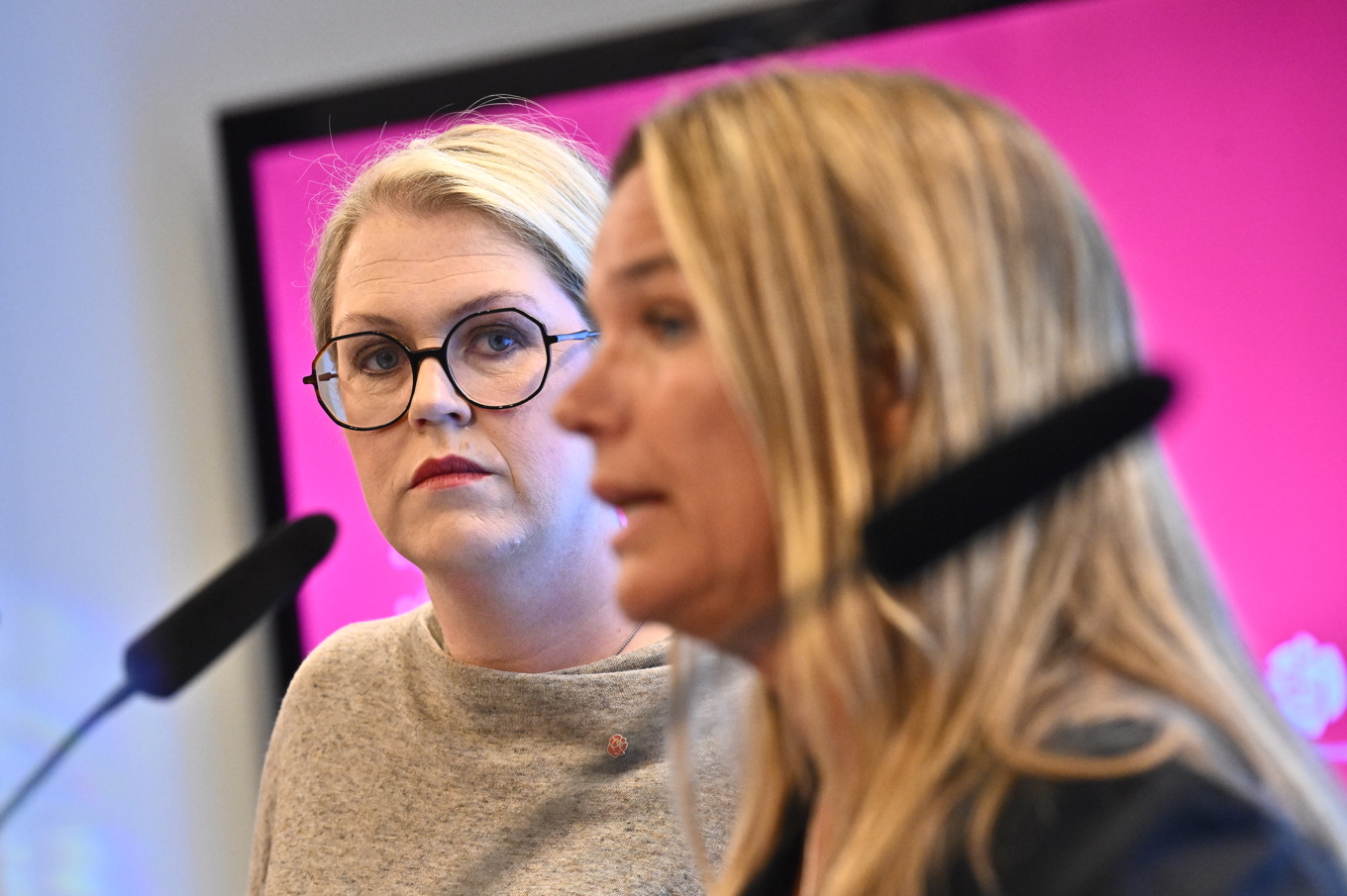 Två av de nya ordinarie namnen i S-toppen – Lena Hallengren, gruppledare i riksdagen, och Anna-Caren Sätherberg, klimat- och miljöpolitisk talesperson. Arkivbild Foto: Claudio Bresciani/TT