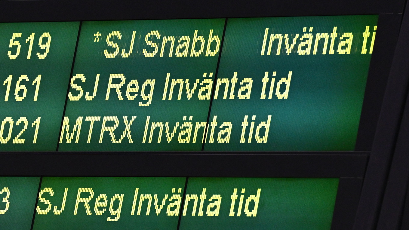 Tågen mellan Stockholm och Göteborg står stilla på lördag förmiddag. Foto: Claudio Bresciani/TT