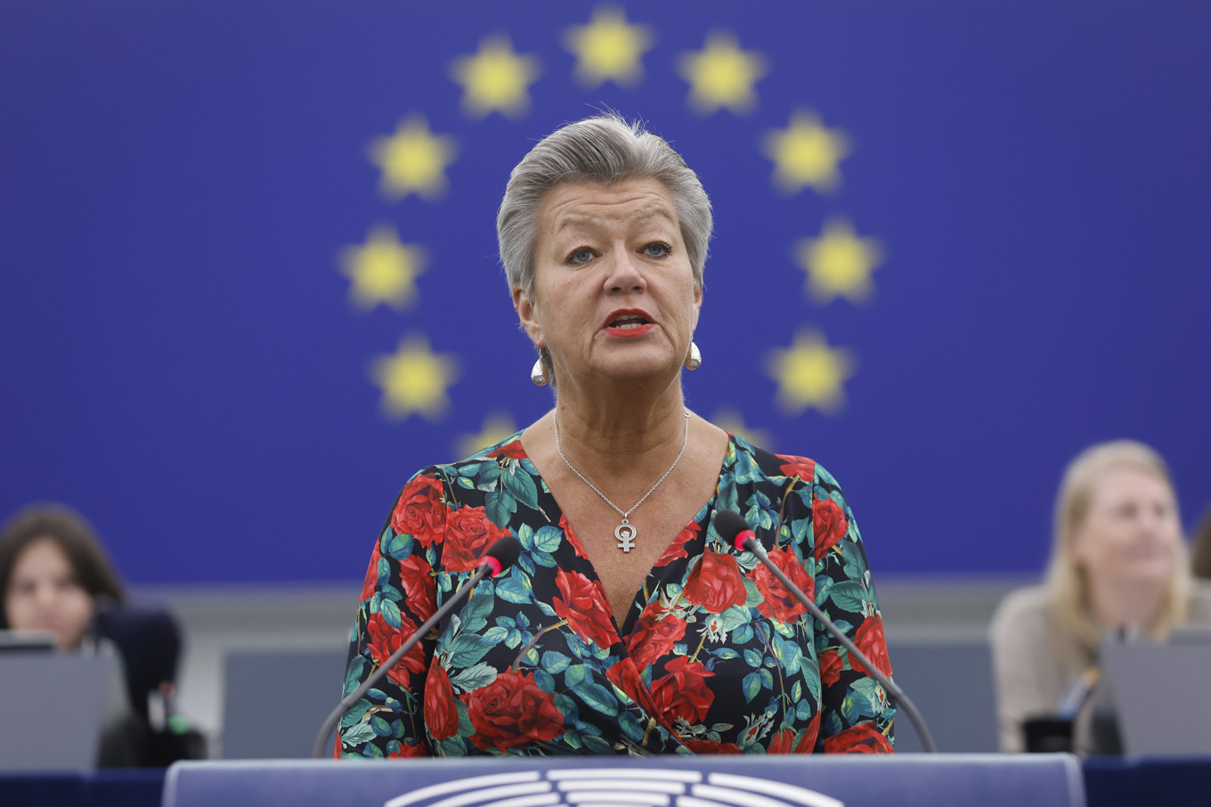 Ylva Johansson ska enligt uppgifter fortsätta att arbeta med flyktingfrågan inom EU. Arkivbild. Foto: Jean-Francois Badias/AP/TT