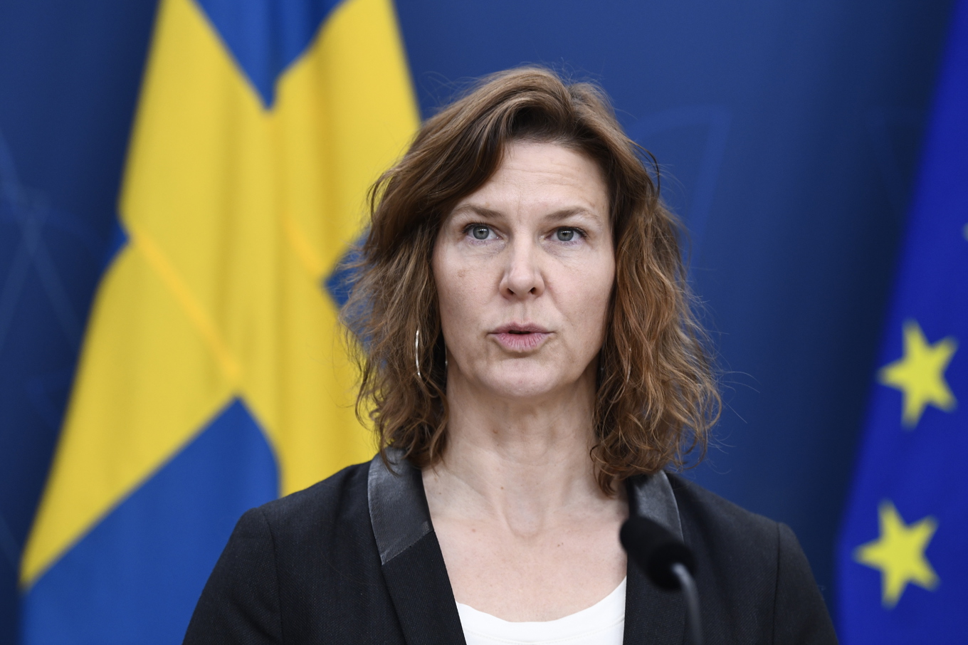 Jämställdhets- och arbetslivsminister Nina Larsson (L) pekas ut som en av kandidaterna att bli ny L-ledare. Arkivbild. Foto: Lars Schröder/TT