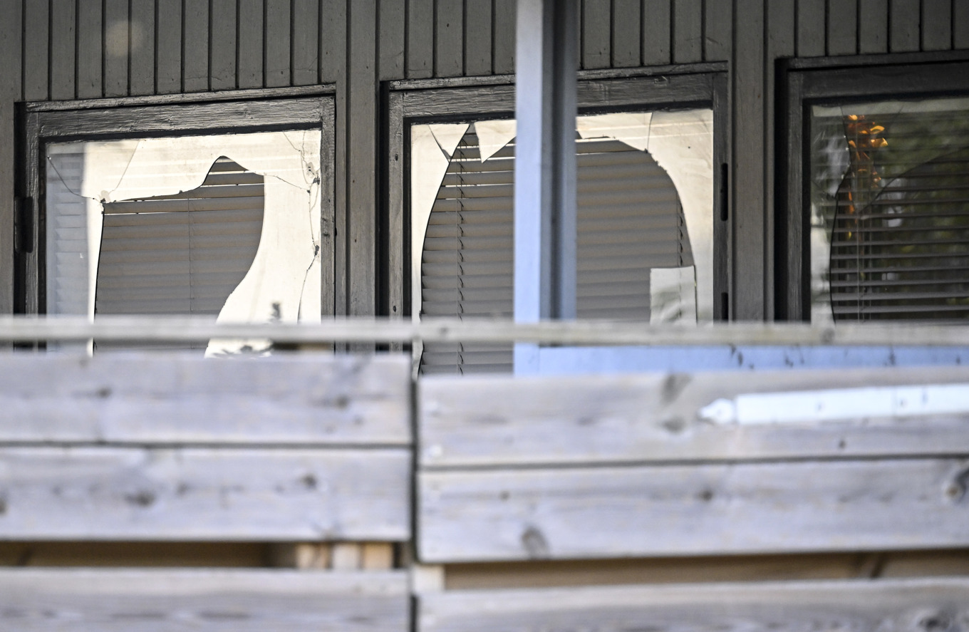 Skador på en villa på Jägersro i Malmö efter att en handgranat kastats in på tomten den 5:e augusti 2024. Arkivbild. Foto: Johan Nilsson/TT