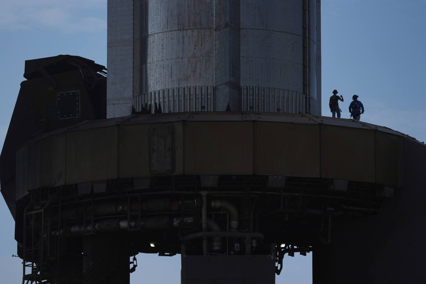 Ett exemplar av Starship på startplattan. Bilden är tagen i maj. Foto: Eric Gay/AP/TT