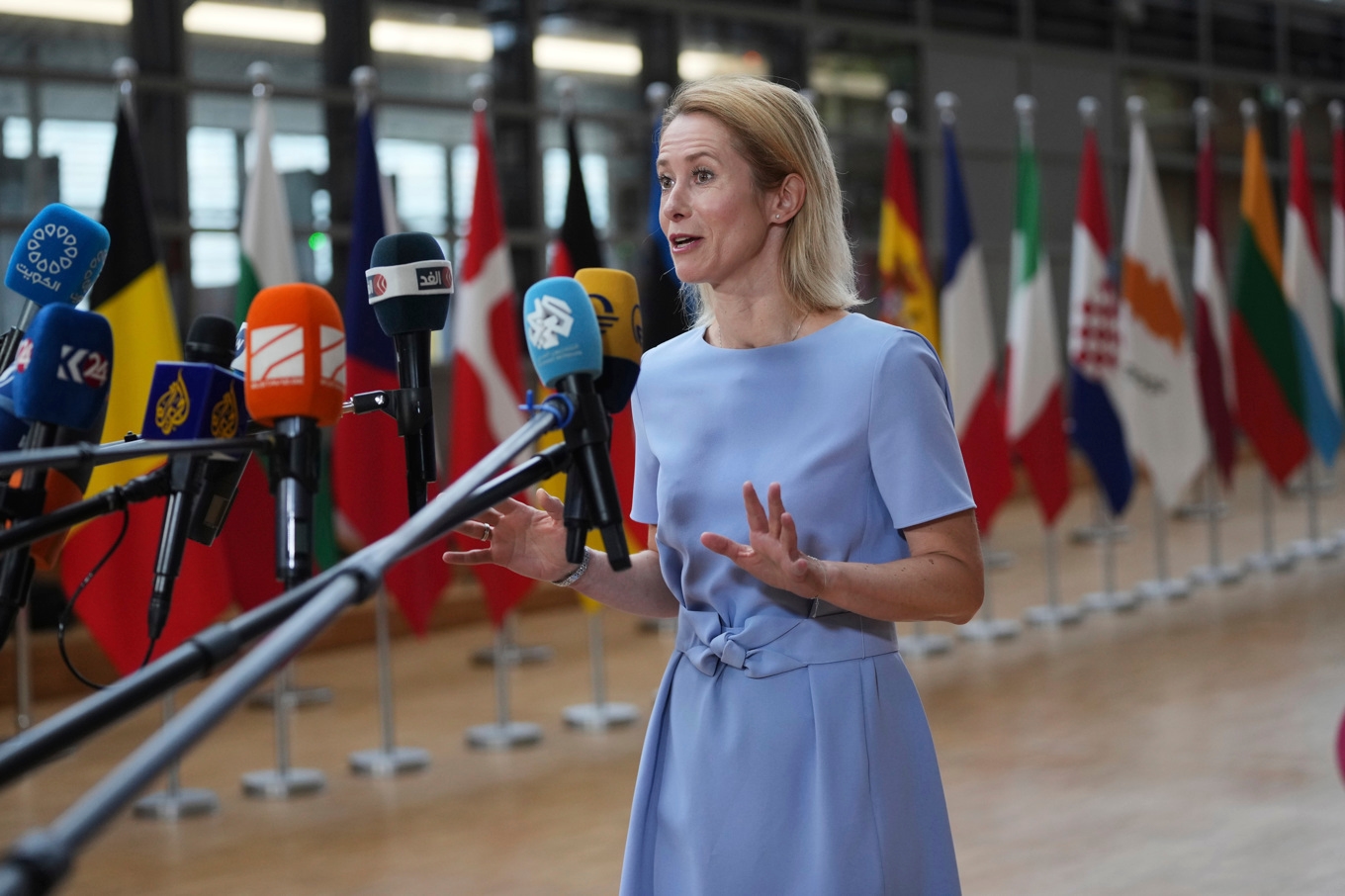 EU:s utrikeschef Kaja Kallas i Bryssel på måndagen. Foto: Virginia Mayo/AP/TT