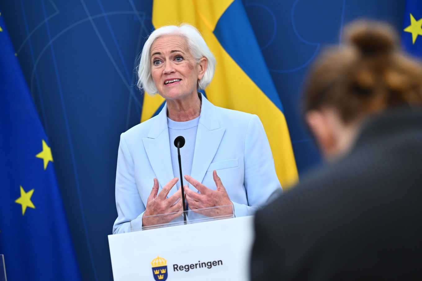 Sjukvårdsminister Acko Ankarberg Johansson (KD) tillsätter utredningen om läkemedelsförsörjningen. Foto: Claudio Bresciani/TT
