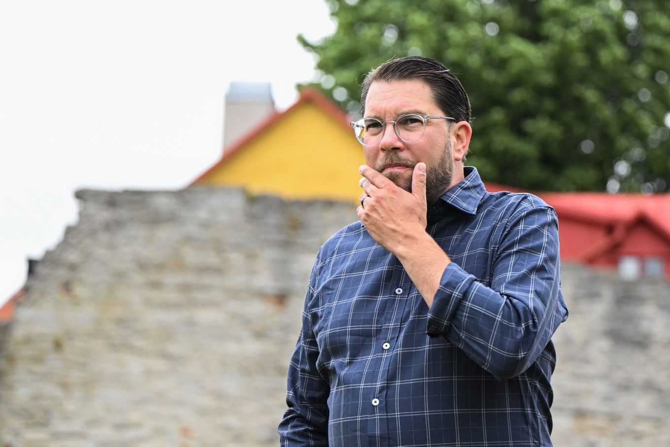 Sverigedemokraternas partiledare Jimmie Åkesson i Visby på tisdagsmorgonen. Foto: Christine Olsson/TT