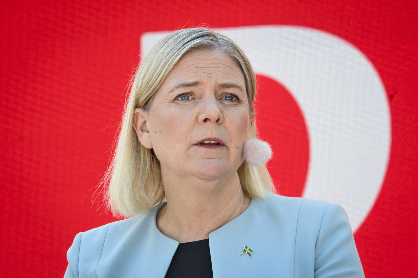 Socialdemokraternas partiledare Magdalena Andersson håller tal i Almedalen. Foto: Christine Olsson/TT