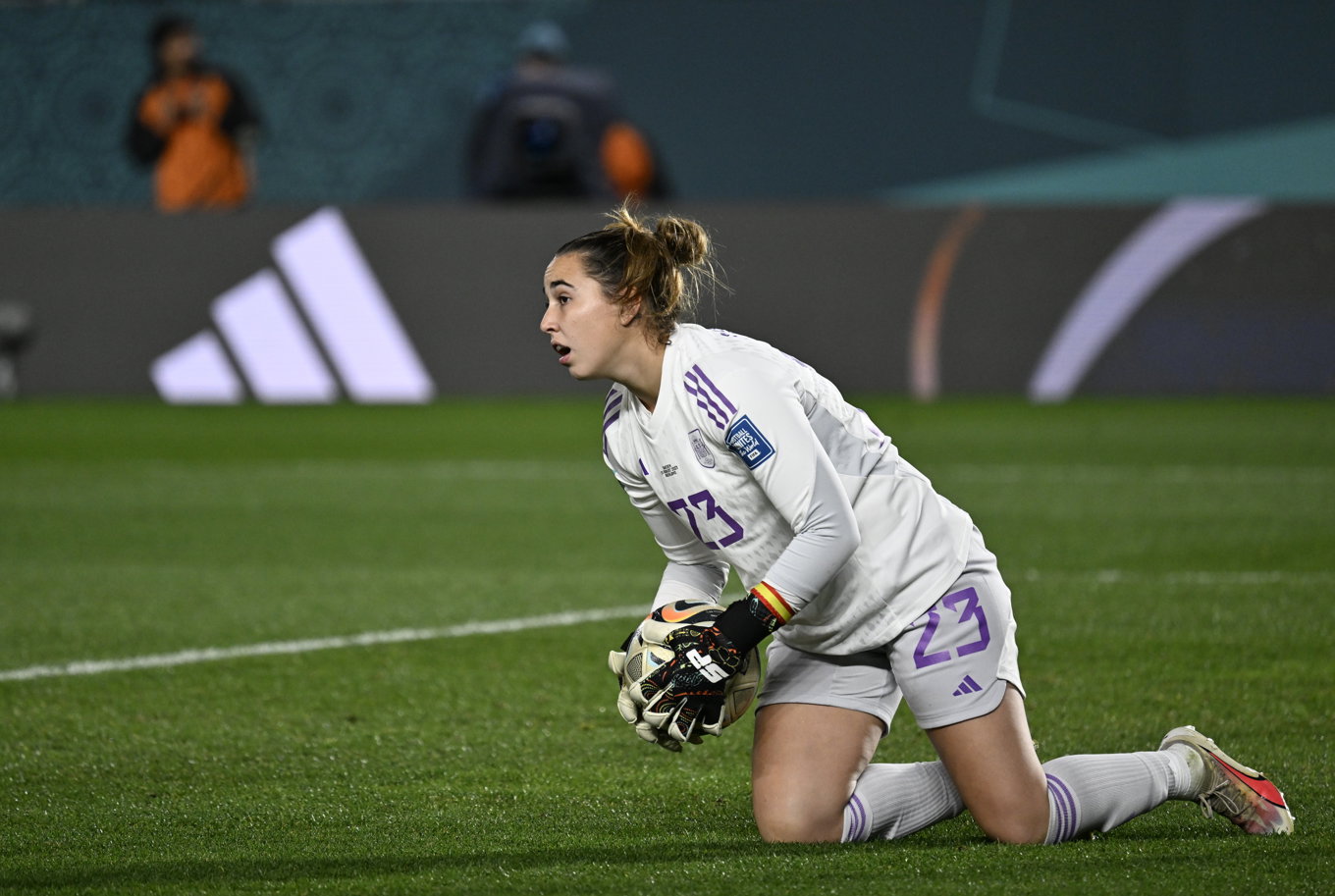 Spanska målvakten Cata Coll har insjuknat kort inpå EM-premiären. Arkivbild. Foto: Pontus Lundahl/TT