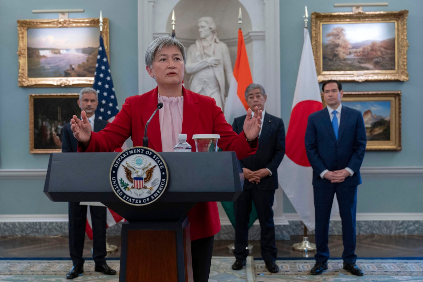 Australiens utrikesminister Penny Wong vid tisdagens besök i Vita huset. Foto: Jose Luis Magana/AP/TT