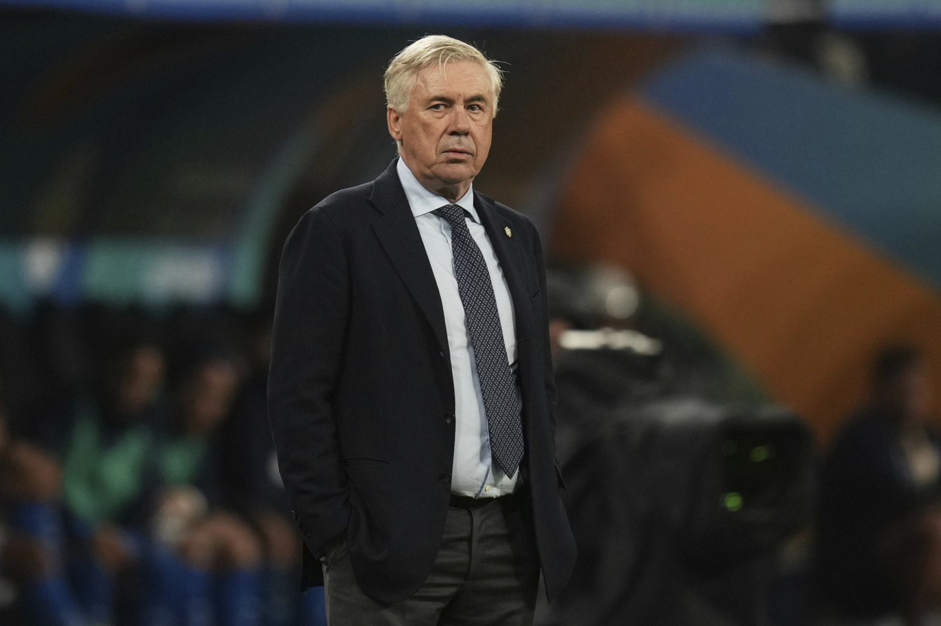 Carlo Ancelotti under en VM-kvalmatch med Brasilien i juni. Arkivbild. Foto: Andre Penner/AP/TT