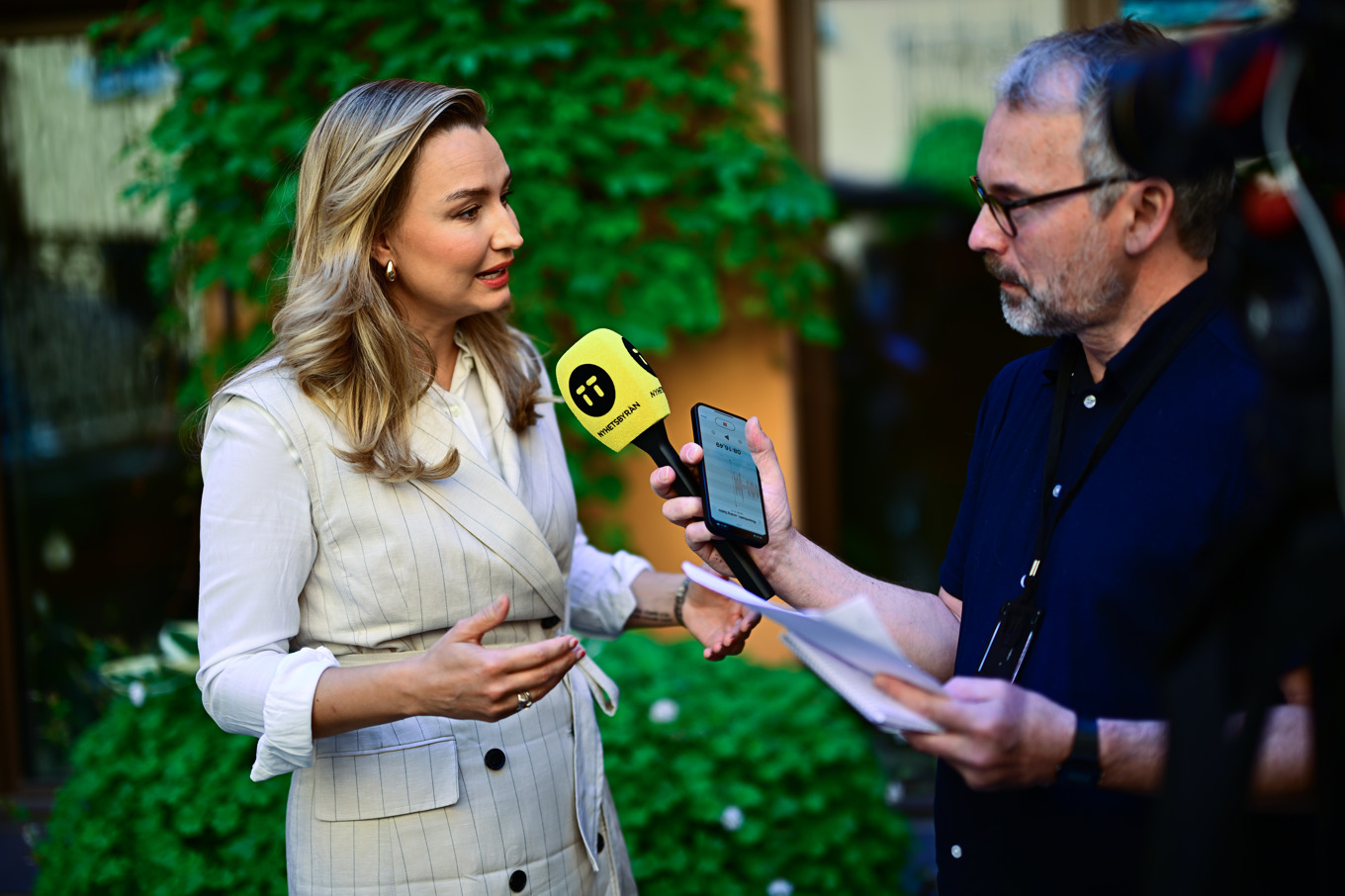 Vice statsminister Ebba Busch (KD) vid regeringens sommarfika i Rosenbad på torsdagen. Foto: Magnus Lejhall/TT