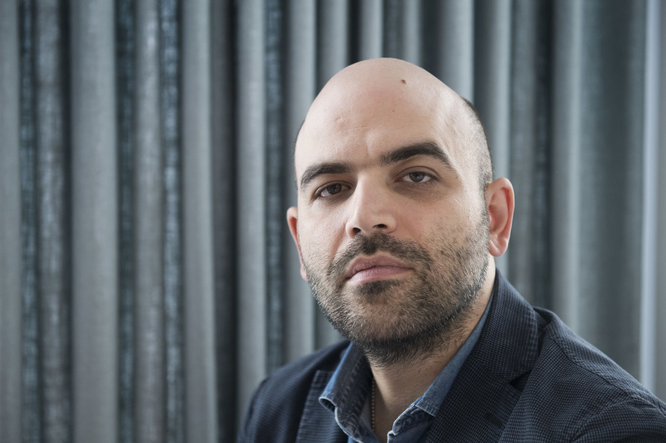 Den italienske författaren Roberto Saviano under ett besök på Bokmässan i Göteborg 2017. Foto: Fredrik Sandberg/TT