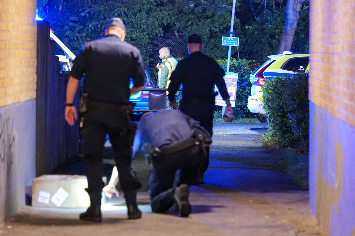 Ingen person skadades, enligt polisen. Foto: Mikael Nilsson / TT