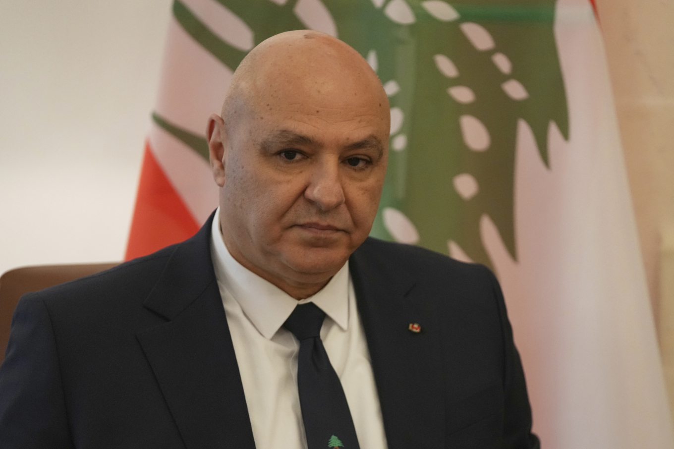 Libanons president Joseph Aoun under möte i Cypern i början av juli. Foto: Petros Karadjias/AP/TT