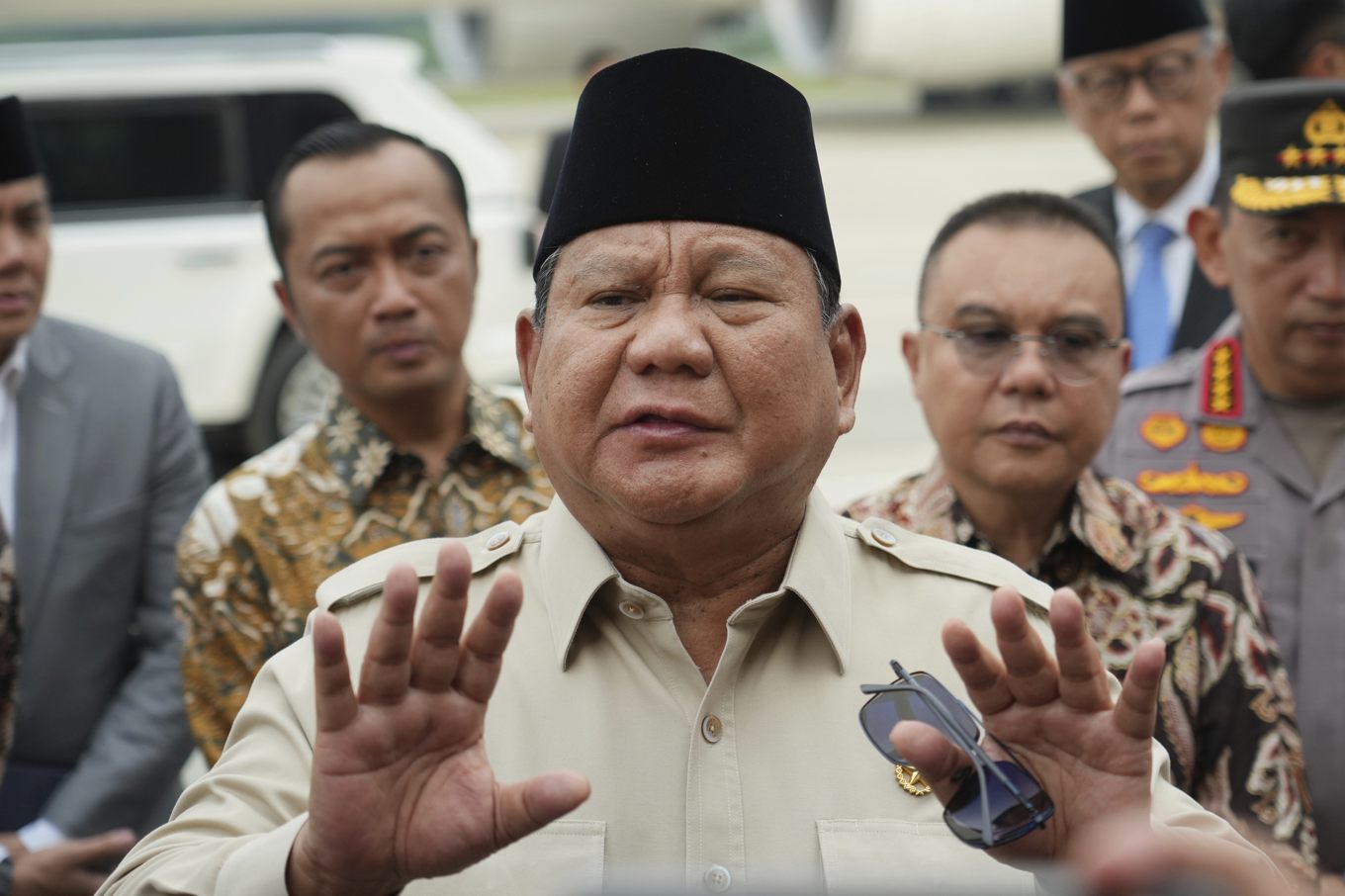Indonesiens president Prabowo Subianto. Foto: Achmad Ibrahim/AP/TT