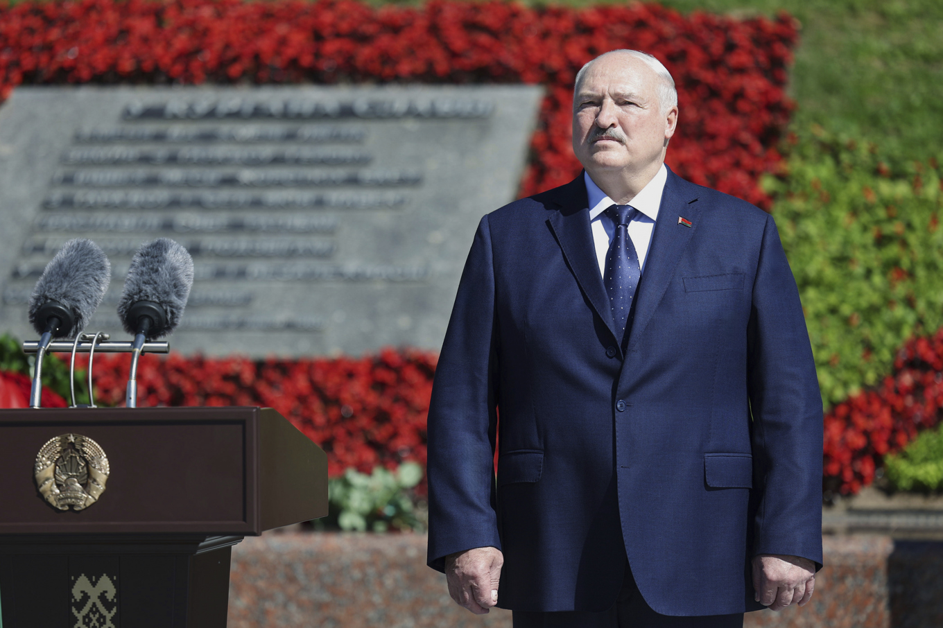 Aleksandr Lukasjenko vid Belarus självständighetsdag i juli. Foto: AP/TT