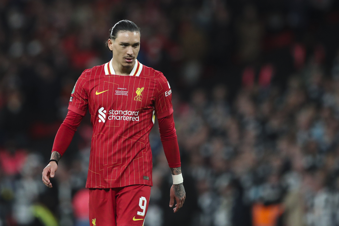 Darwin Nuñez är färdigspelad i Liverpool och Premier League för den här gången. Arkivbild. Foto: Scott Heppell/AP/TT