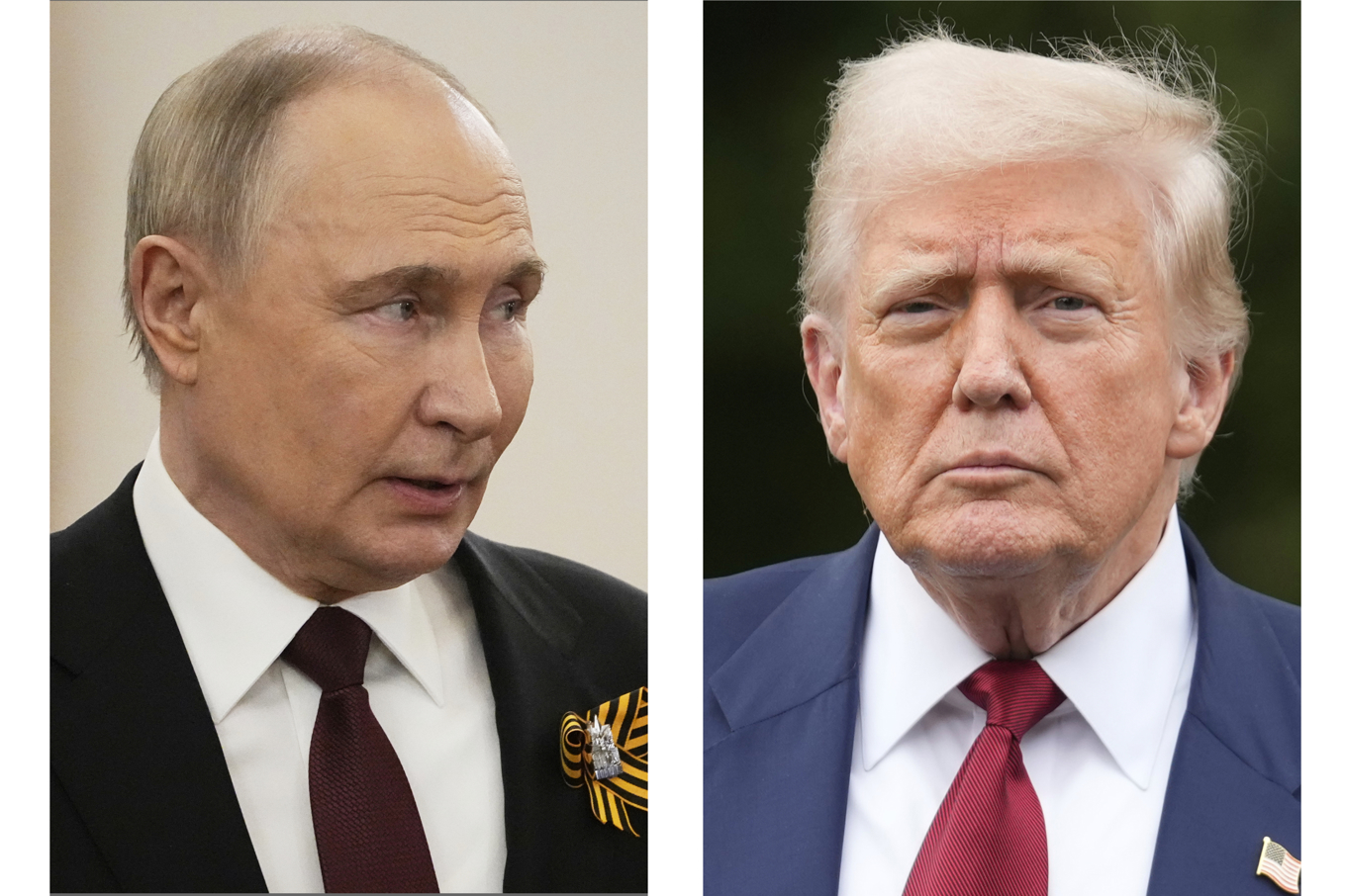 Fotomontage av Rysslands president Vladimir Putin till vänster och USA:s motsvarighet Donald Trump till höger. Bilderna är från arkivet. Foto: Alexander Zemlianichenko och Mark Schiefelbein/AP/TT