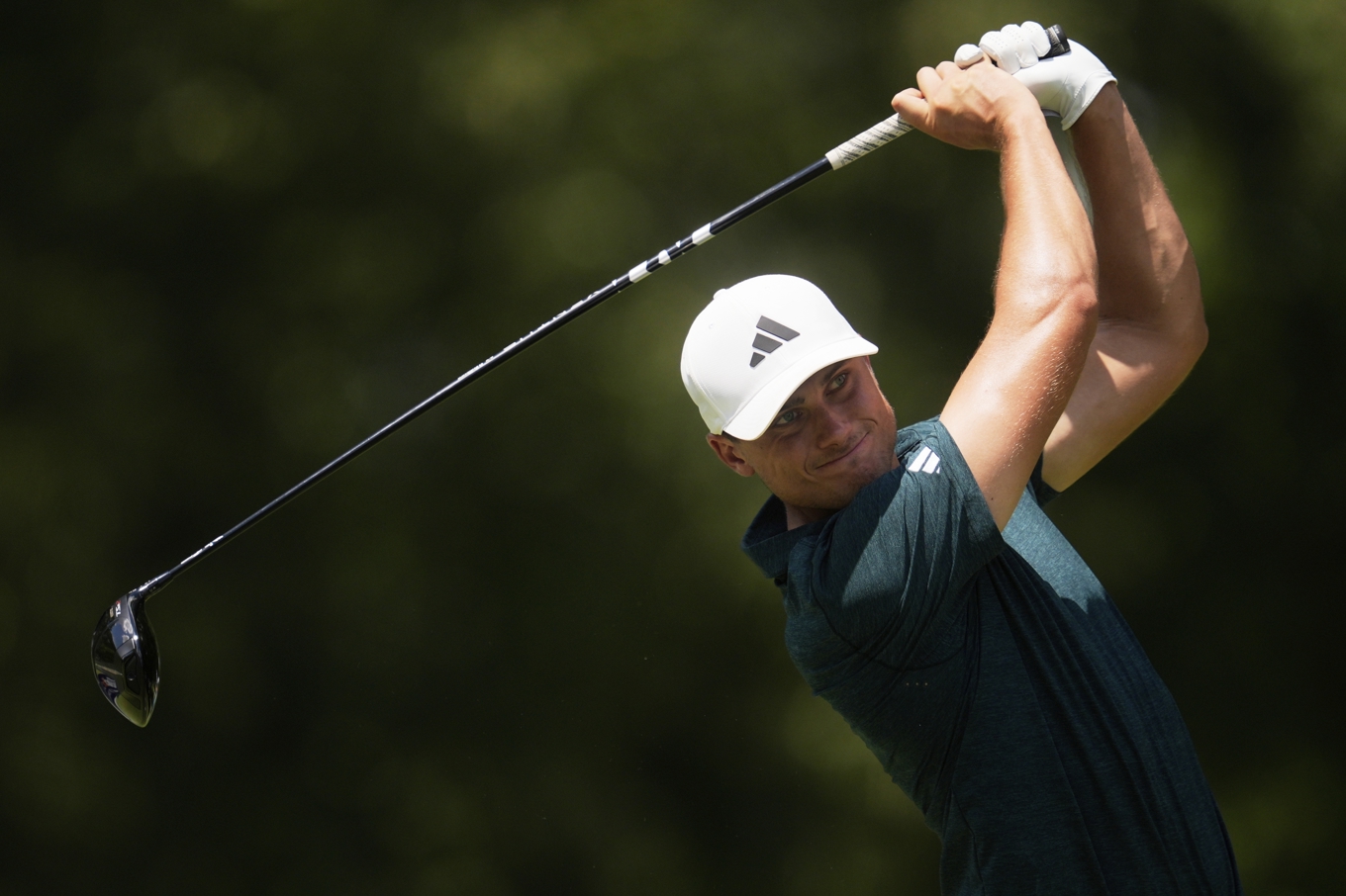 Ludvig Åberg under lördagens tredje runda av USA-tourslutspelet i Memphis. Foto: George Walker IV/AP/TT