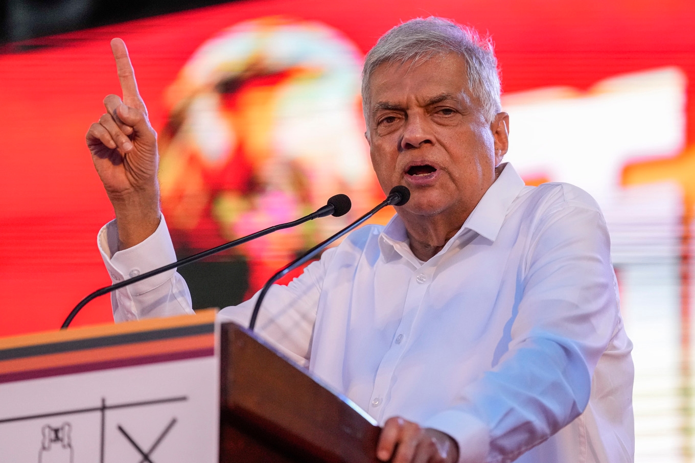 Ranil Wickremesinghe, Sri Lankas före detta president, har arresterats anklagad för mutbrott. Foto: Eranga Jayawardena/AP/TT