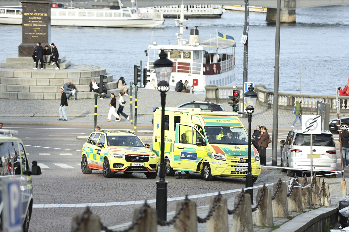 Olyckan skedde vid Slottsbacken utanför Stockholms slott. Foto: Caisa Rasmussen/TT