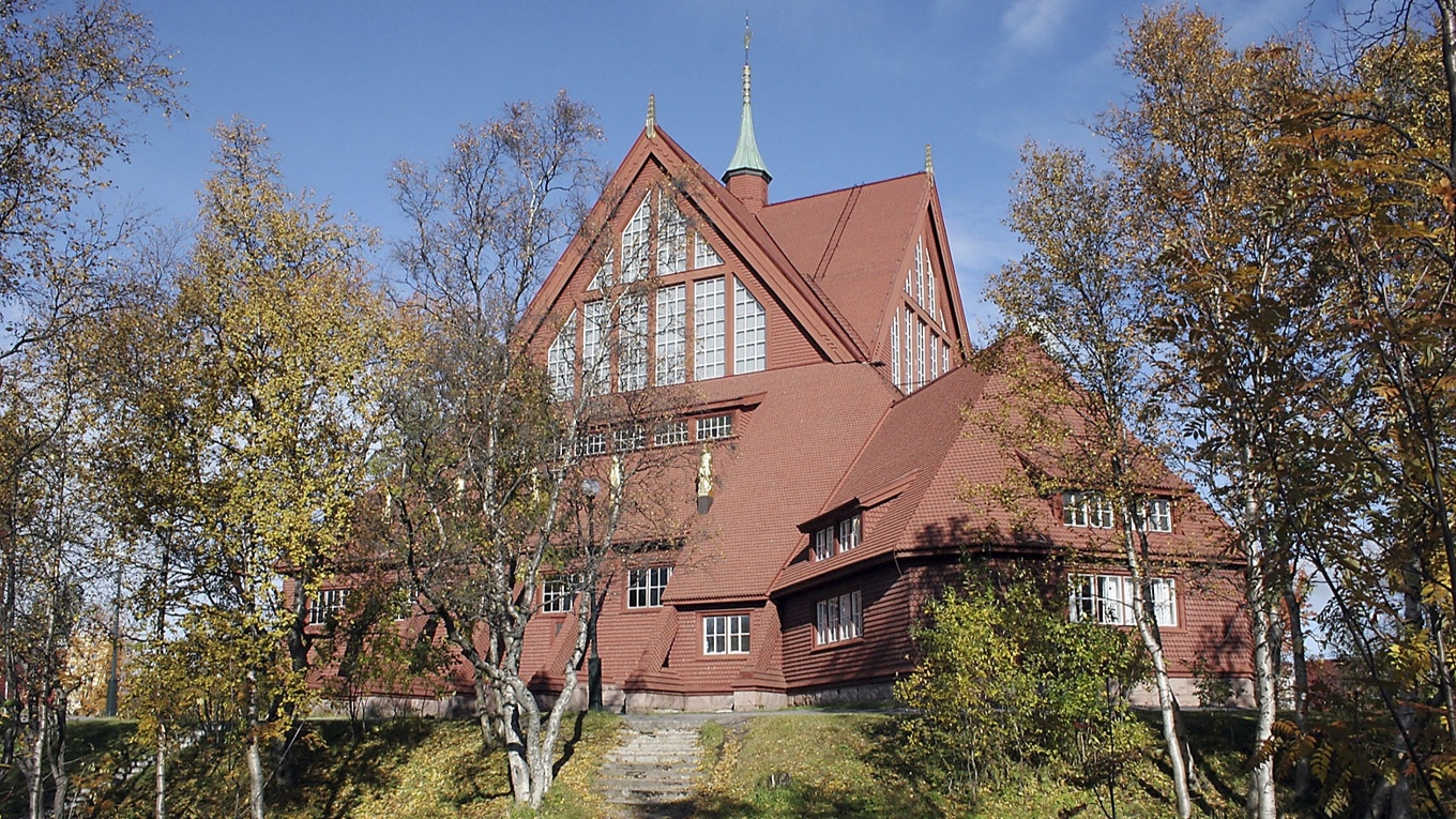 Kiruna kyrka före flytten till det nya centrumet. Foto: Kiruna kommun