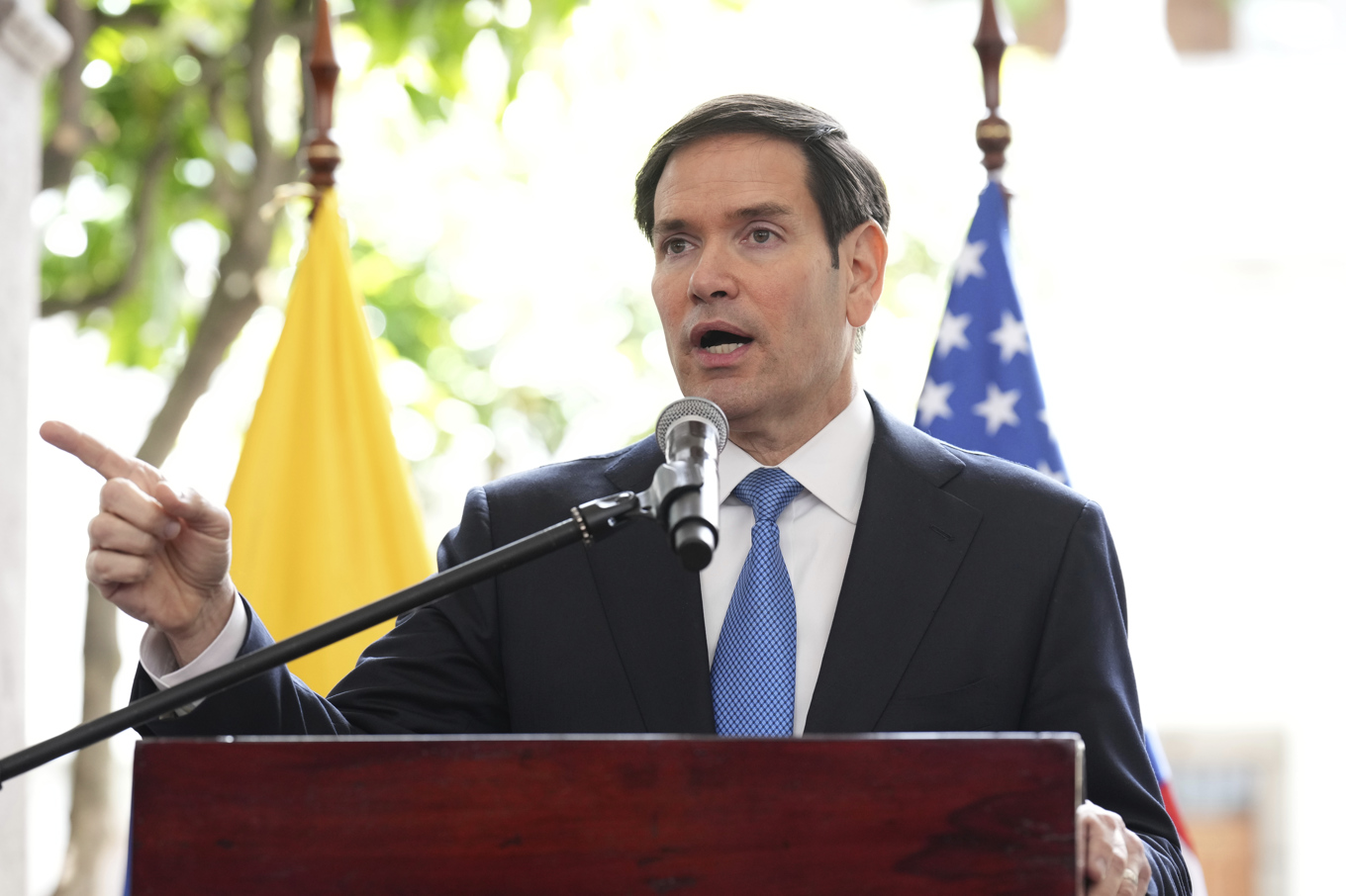 USA:s utrikesminister Marco Rubio håller presskonferens i Quito, Ecuador. Foto: Jacquelyn Martin/AP/TT