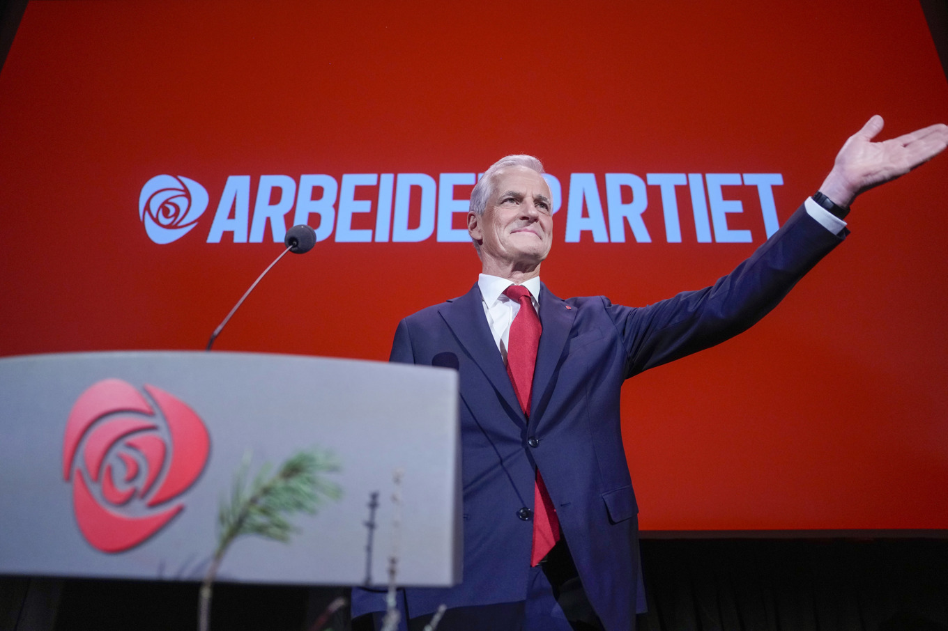 Arbeiderpartiets ledare Jonas Gahr Støre under Arbeiderpartiets valvaka. Foto: Javad Parsa/NTB/TT