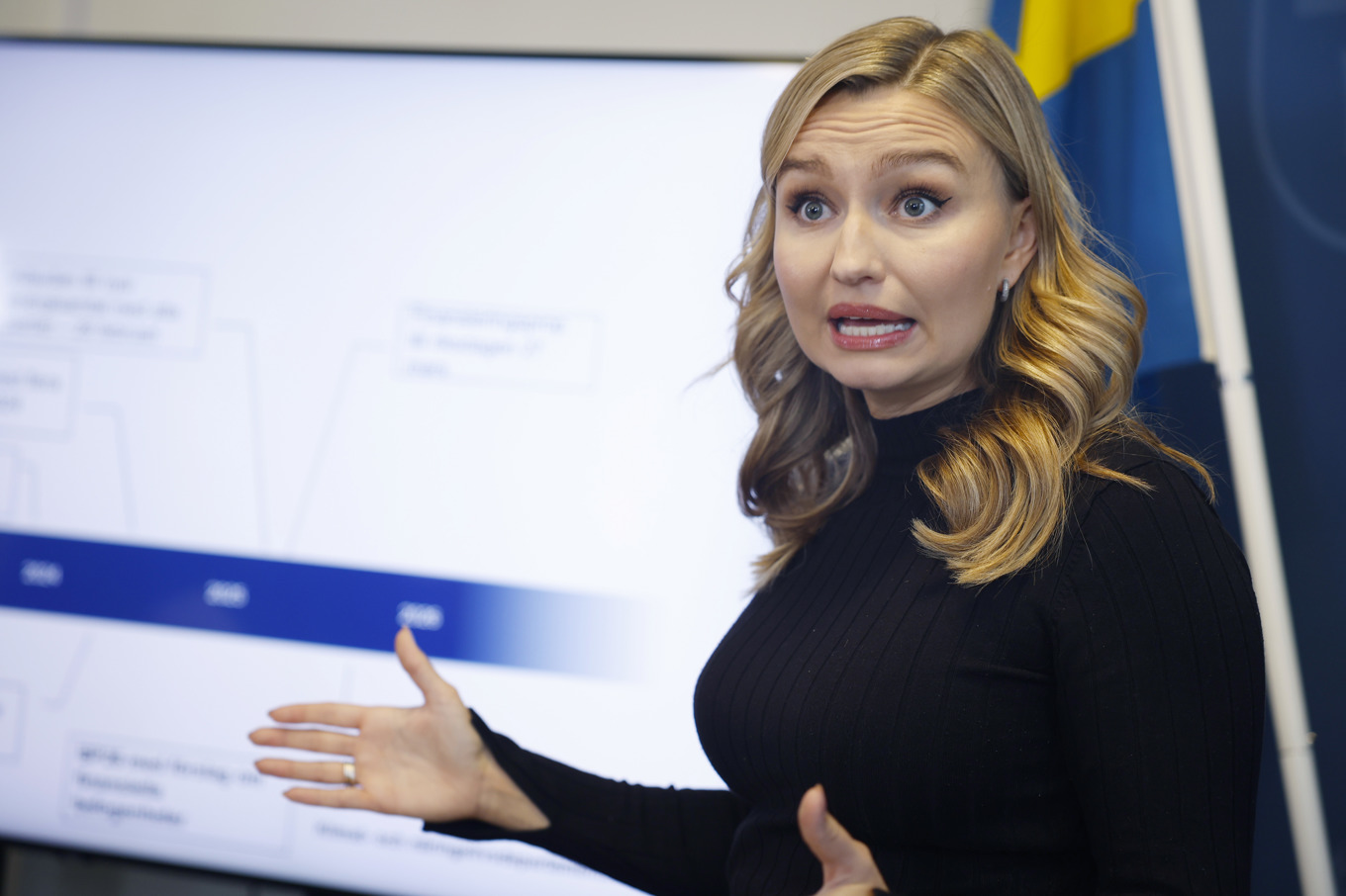 Energiminister och KD-ledaren Ebba Busch om läget i energisamtalen med oppositionen. Foto: Nicklas Thegerström/TT