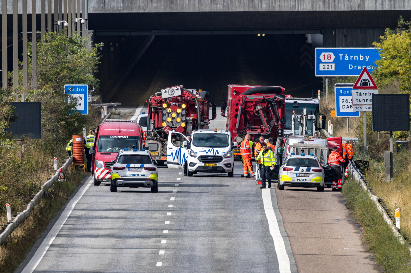 Vägarbete vid Tårnby tunnel. Foto: Steven Knap/Ritzau Scanpix