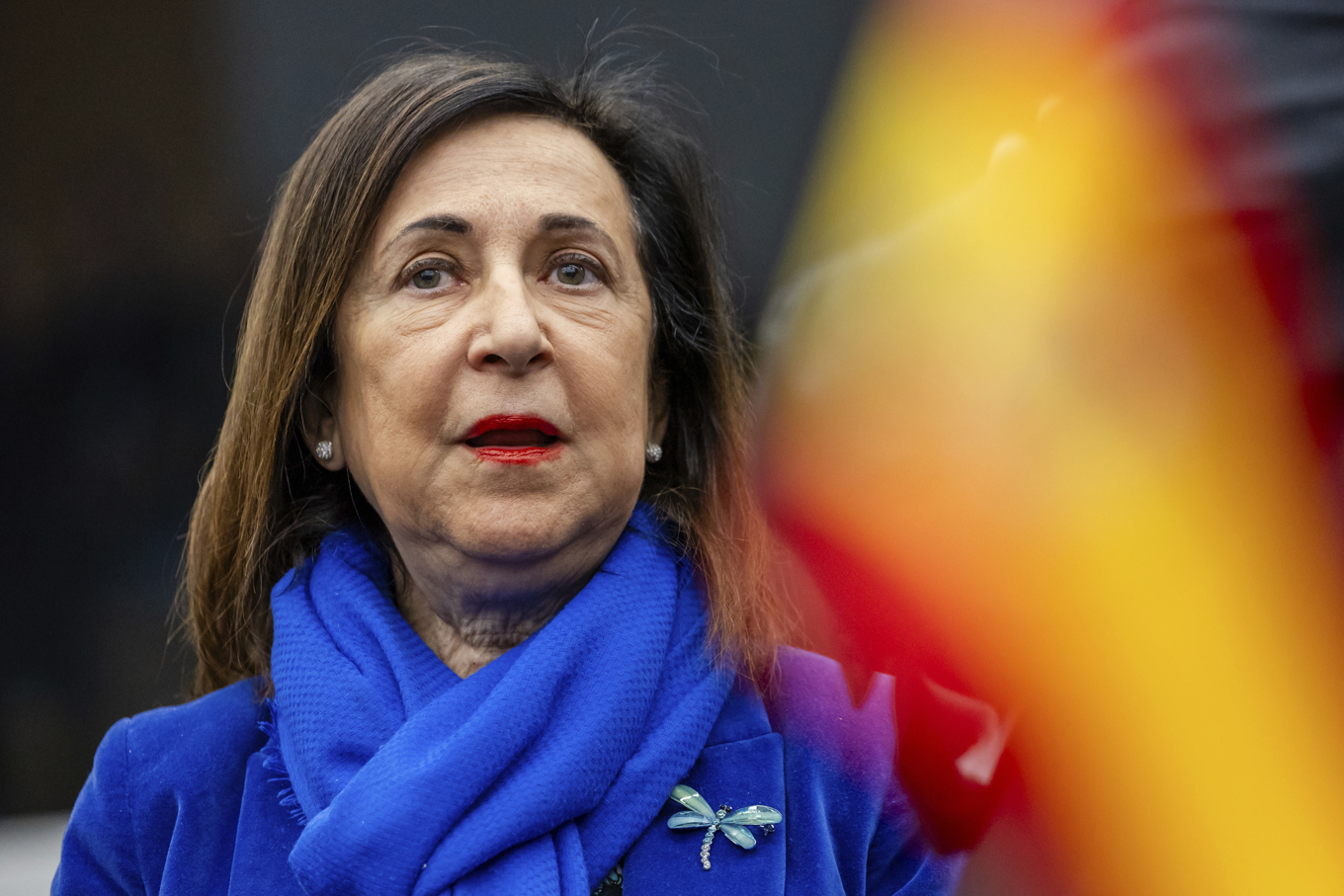 Spaniens försvarsminister Margarita Robles på en bild tagen i Bryssel i april. Foto: Geert Vanden Wijngaert/AP/TT
