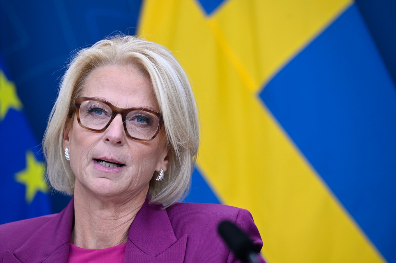 Finansminister Elisabeth Svantesson (M) när hon presenterade höstbudgeten i måndags. Foto: Fredrik Sandberg/TT