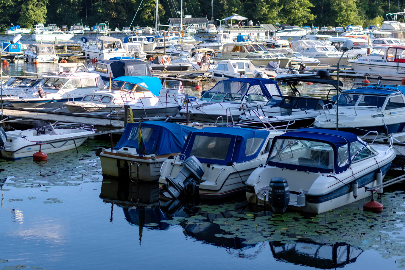Parkerade båtar vid Eriksdals Motorbåtsklubb. Arkivbild. Foto: Ali Lorestani/TT