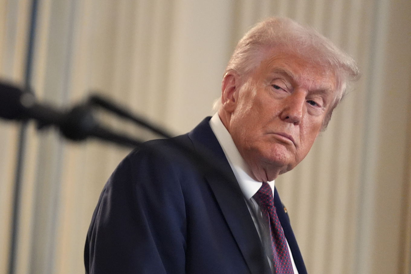 President Donald Trump under en pressträff i Vita huset på måndagen. Foto: Evan Vucci/AP/TT