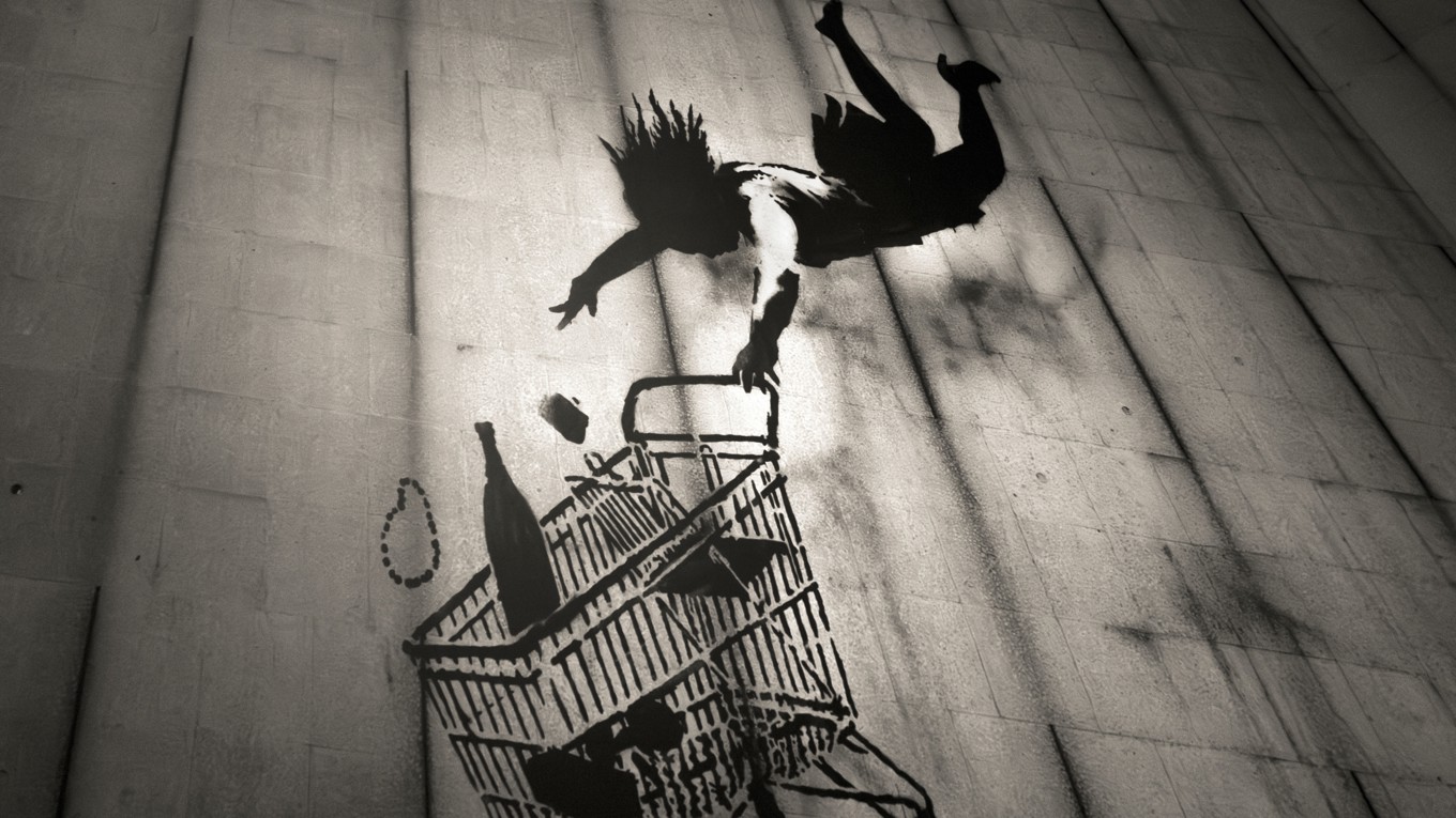 Skribenten ställer frågan om det etiska uppmuntras i vår samtid. Målning av den mystiske gatukonstnären Banksy. Foto: Shutterstock