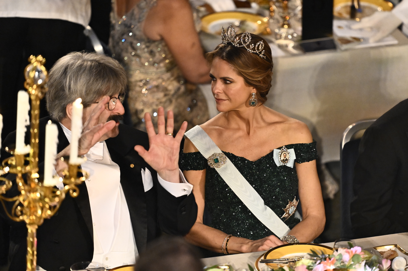 Medicinpristagaren Gary Ruvkun och prinsessan Madeleine under Nobelbanketten 2024. Foto: Christine Olsson/TT