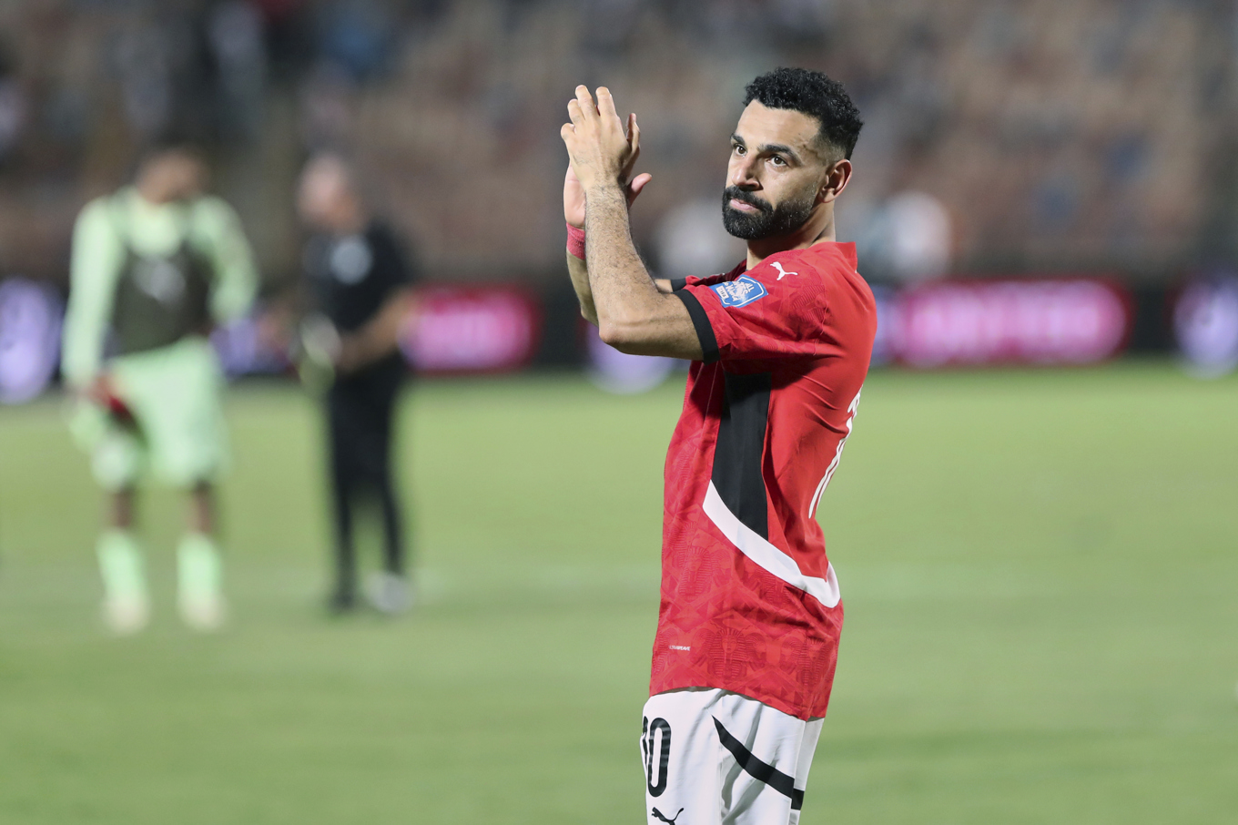 Mohamed Salah gjorde två mål när Egypten blev klart för VM. Arkivbild. Foto: Khalid Elfiqi/AP/TT