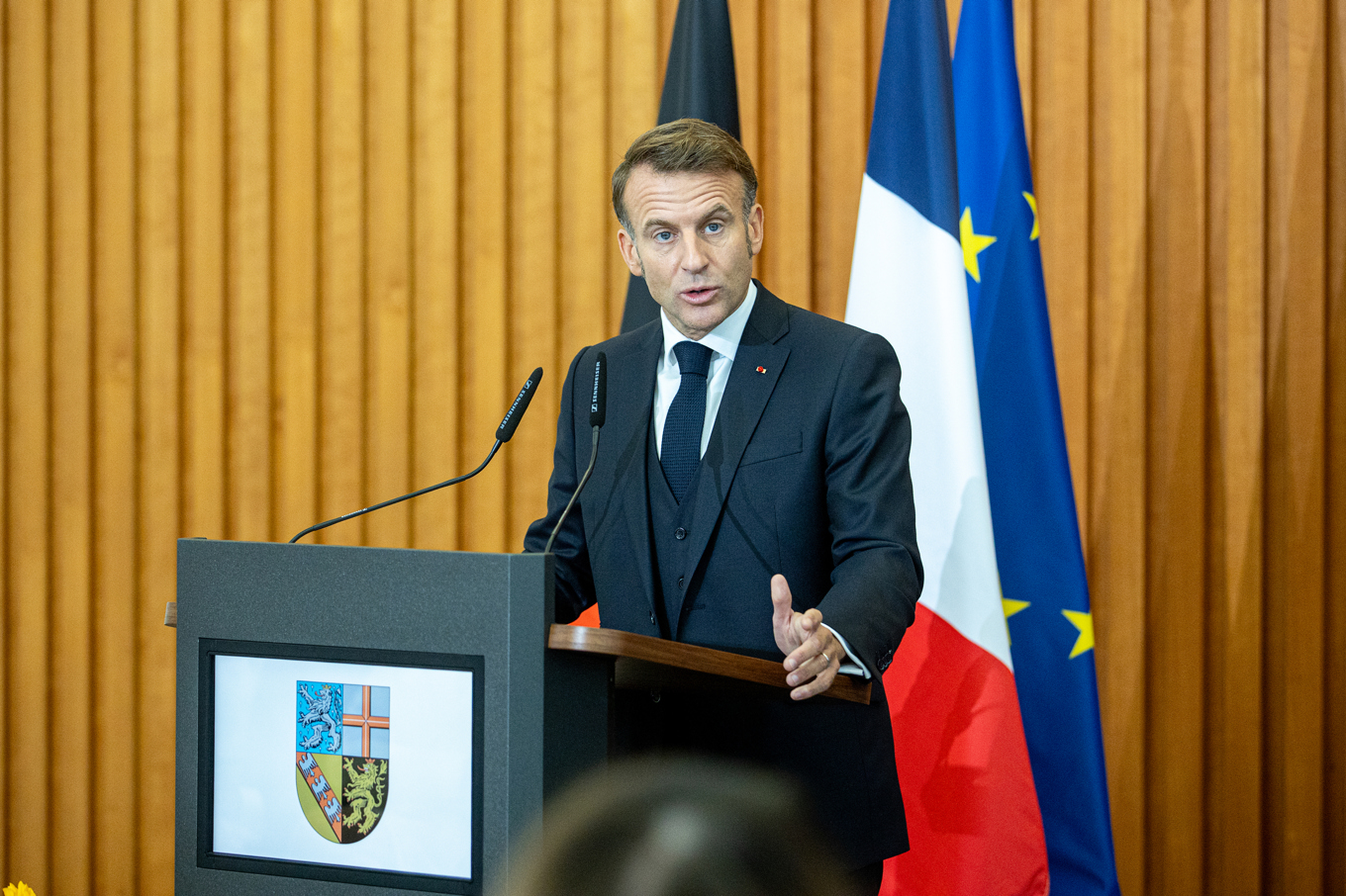 Frankrikes president Emmanuel Macron. Arkivbild. Foto: Laszlo Pinter/AP/TT