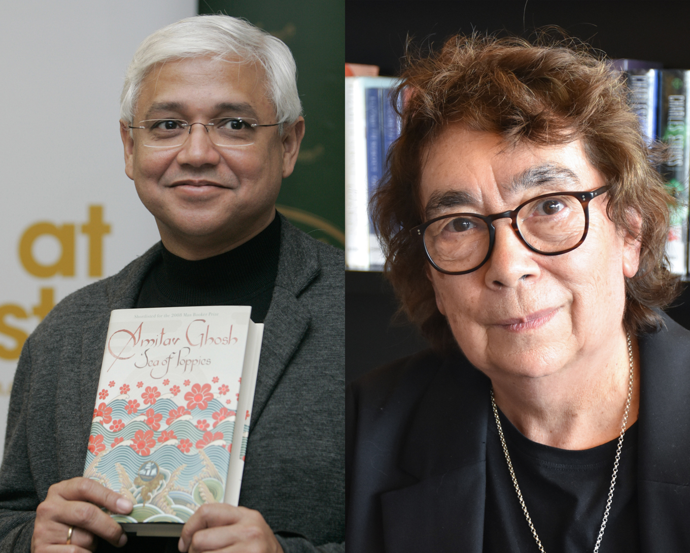 Den indiske författaren Amitav Ghosh och den aboriginska författaren Alexis Wright är två det spekuleras om inför tillkännagivandet av Nobelpriset i litteratur. Foto: Alastair Grant/AP/Elin Nordlund/TT