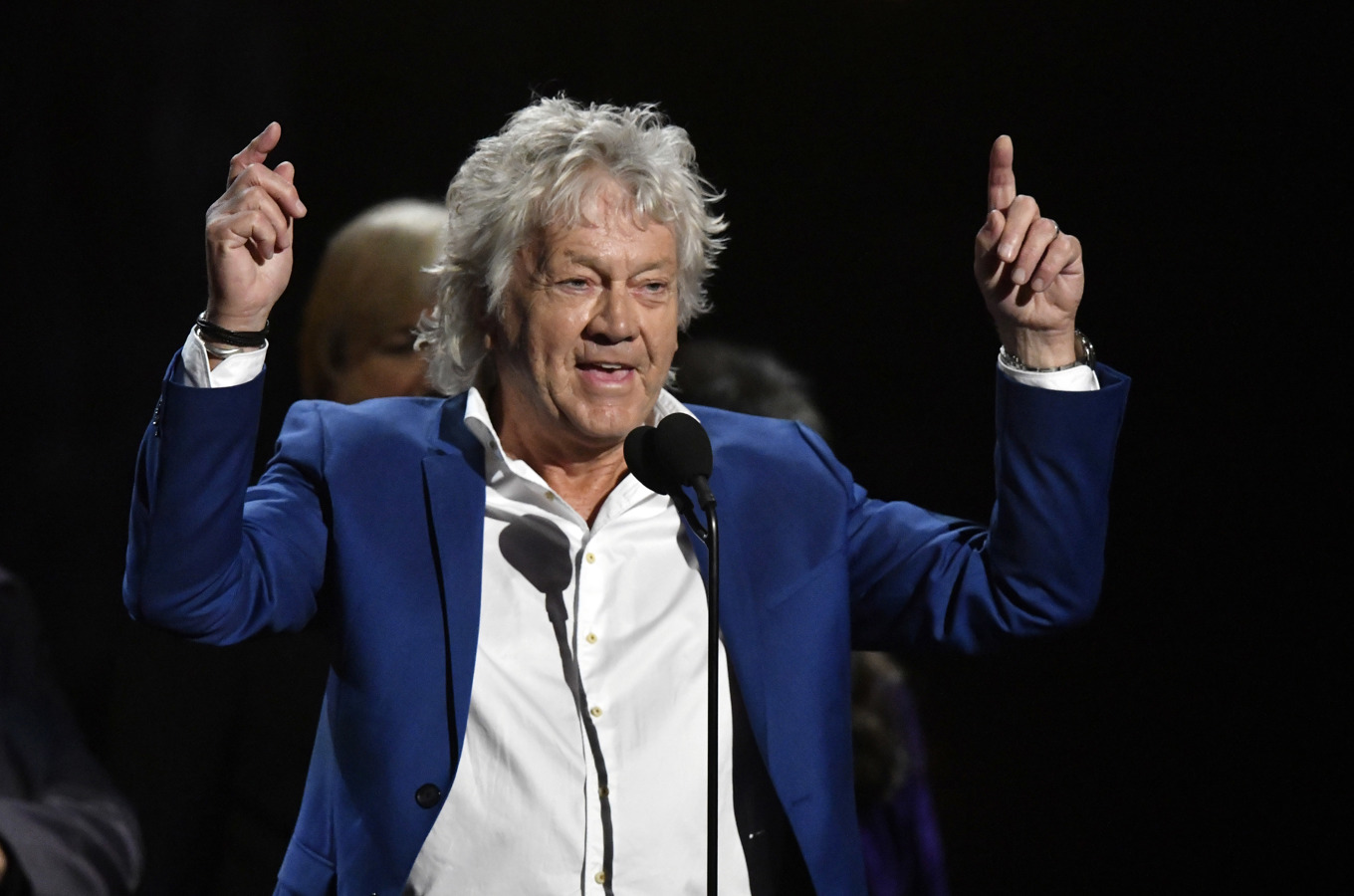 John Lodge på scen när Moody Blues valdes in i Rock and Roll Hall of Fame 2018. Foto: David Richard/AP/TT