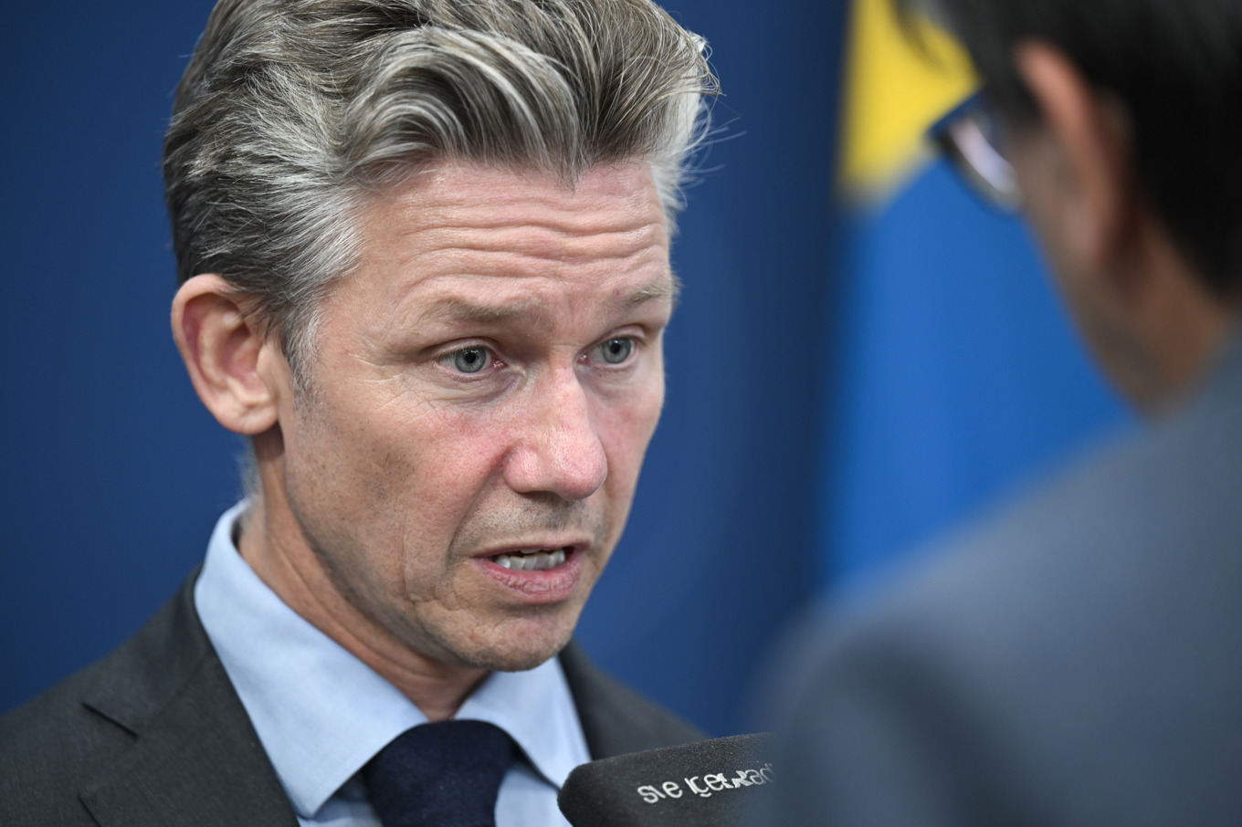 Försvarsminister Pål Jonson (M), på bild från i fredags. Foto: Fredrik Sandberg/TT
