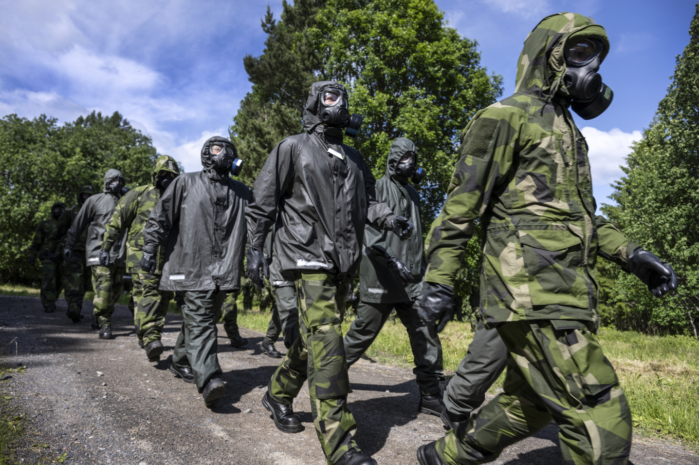 Under de fem veckorna får de frivilliga lära sig militära grunder, som fält- och stridstjänst, sjukvård, vapenhantering och krigets lagar. Arkivbild. Foto: Anders Wiklund/TT